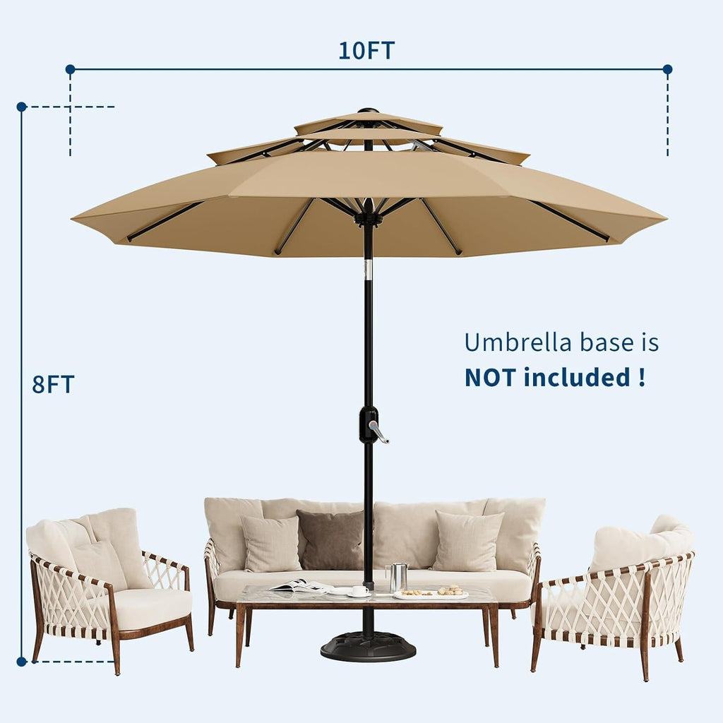 10Ft Commercial Grade Patio Umbrella Vented Canopy
