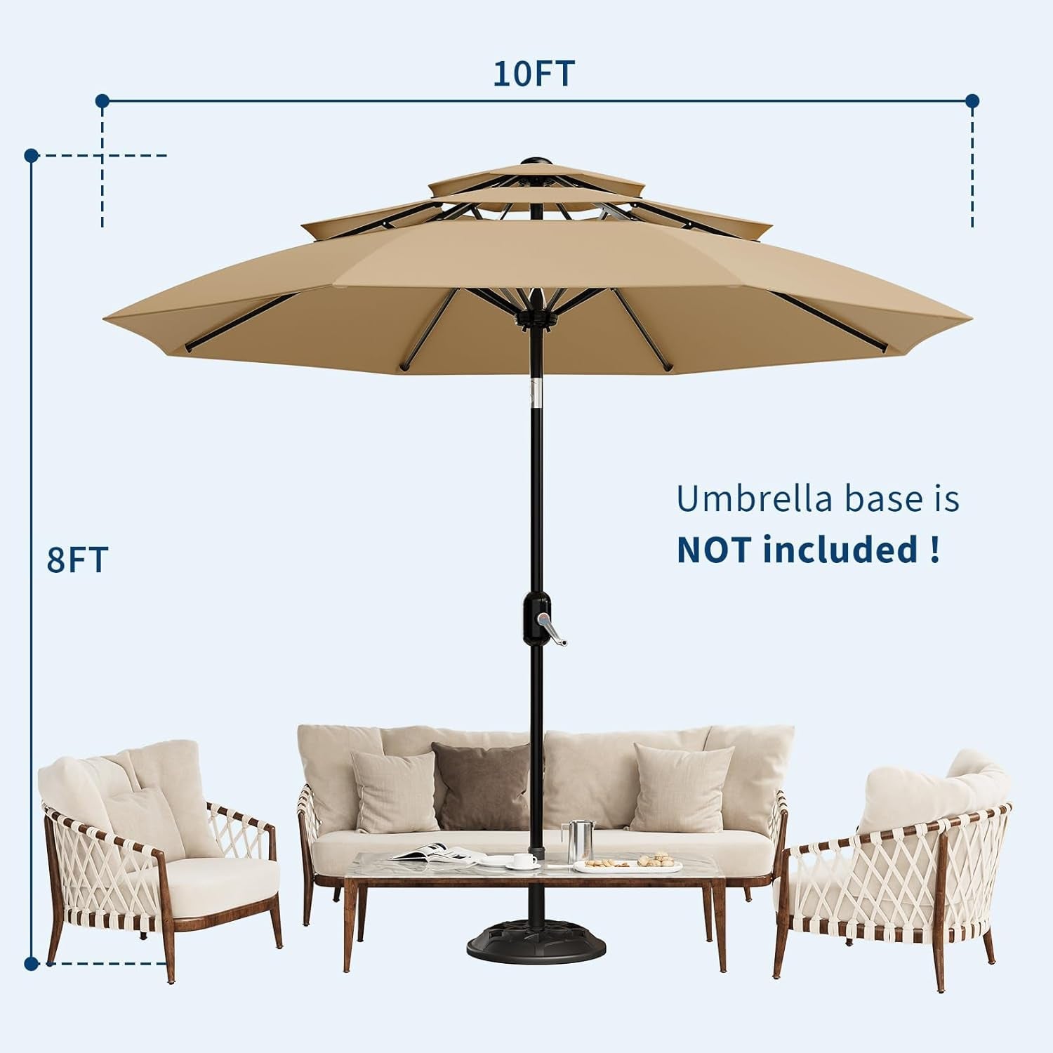 10Ft Commercial Grade Patio Umbrella Vented Canopy