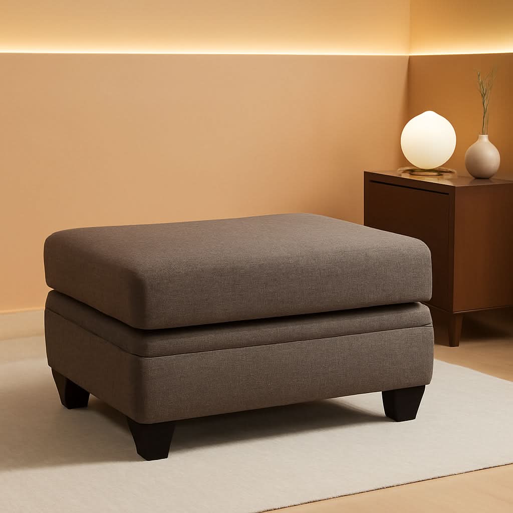 Dark Brown Upholstered Rectangular Ottoman Living Room