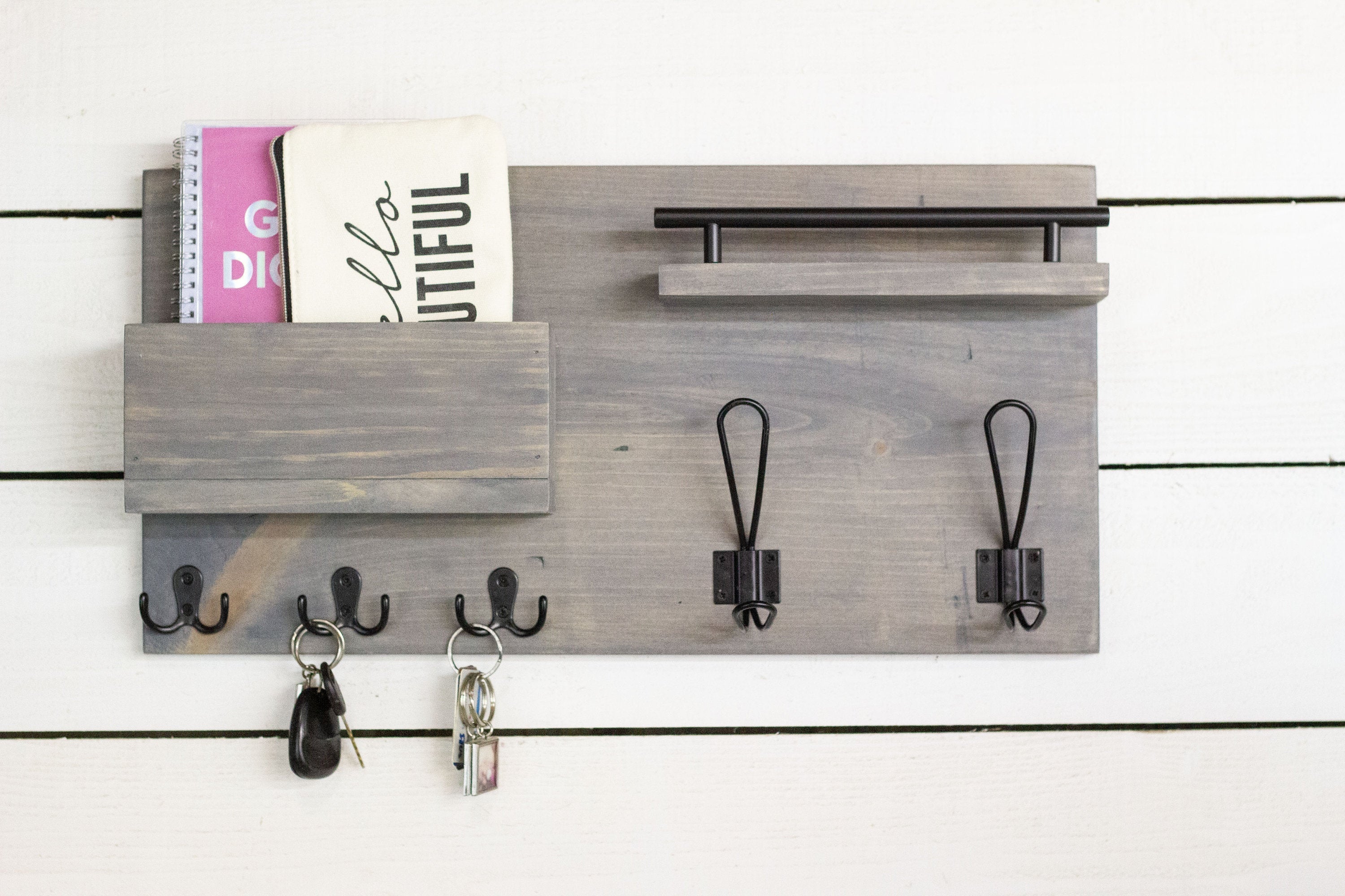 Home Entry Organizer, Coat Rack, Key Hook and Mail Holder
