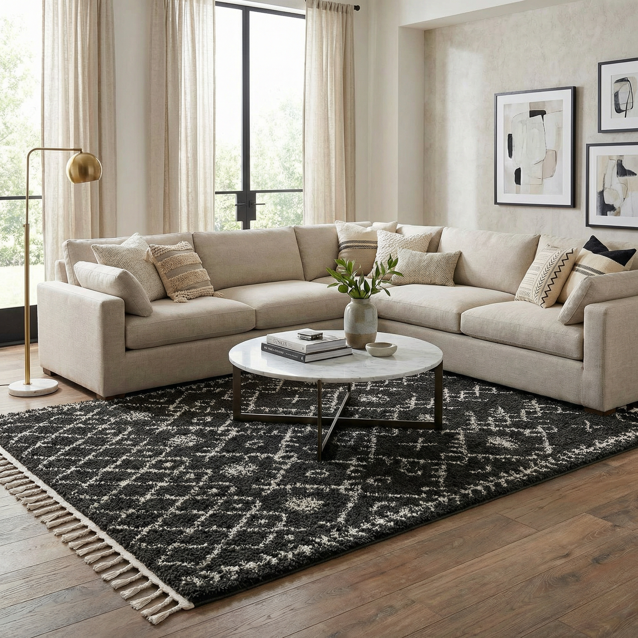 Thetford Black Berber Shag Rug - Clearance